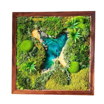 quality 30*30cm Reindeer Moss Wall Stabilized Panel Art For Landscape Decoration with Customized Logo factory